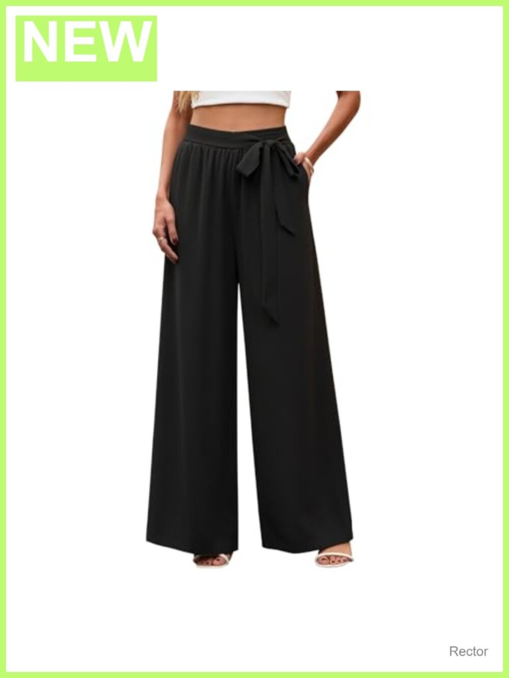 Wide Leg High Waisted Palazzo Pants Belted Tie Knot Trousers